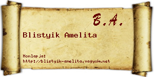 Blistyik Amelita névjegykártya